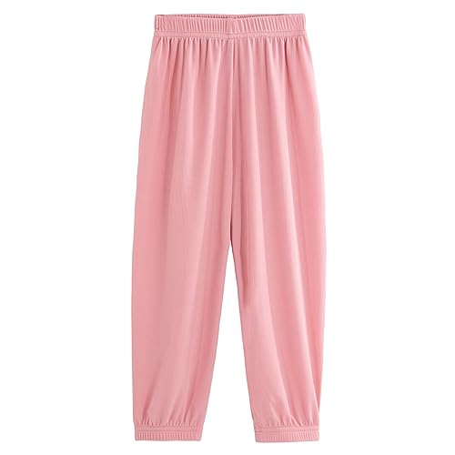 Pantalones de muselina para niños, pantalones harén ligeros, pantalones de verano para niñas y niños, pantalones holgados de 3 a 12 años, Rosa., 5-6 Años