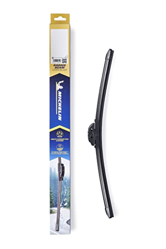 Balai d'essuie-glace MICHELIN Radius Beam 24'/600 mm, plusieurs connecteurs inclus, crochet de fixation, languette de pincement, verrouillage supérieur et bras d'essuie-glace à goupille latérale