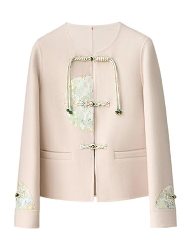 Manteau élégant double face en laine jacquard pour femme veste longue chaude d'hiver haut de gamme