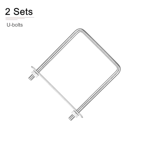 Image of DTGN M8x90x130mm(ThreadxWxL) Square U Bolt - 2Pack - Good for Trailer Pipe Replacement Parts - 304 Stainless Steel U Shape Bolts