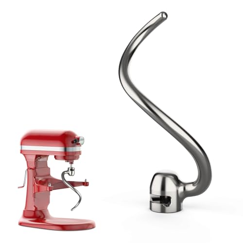 Stainless Steel Dough Hook for KitchenAid 5QT-6QT Bowl-Lift Stand Mixers, Fits Professional 5 Plus, Pro 600 Series, KV25, KP26, Dishwasher Safe