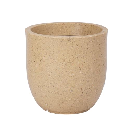 Image of BonKaso 8 Inch Jaguar Round Plant Pots | Highly Durable & Lightweight Polymer Planter for Indoor & Outdoor Use | Flower Pot (Gamla /Gamale) for Home, Office, Garden, Living Room & Balcony (Beige)