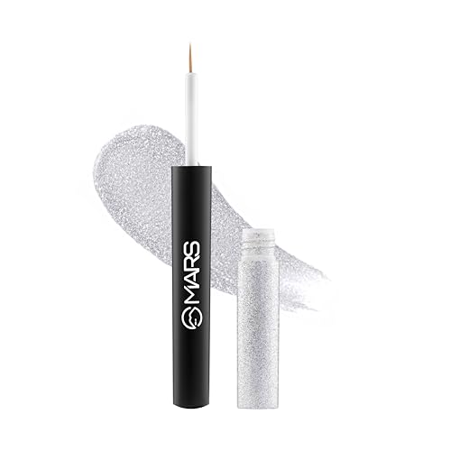 Image of MARS Twinkle Wink Glitter Eyeliner (1.6 ml) (03-SILVER SPARKLE) | Long-Lasting Sparkle Liquid Liner | Smudge-Proof, Quick-Dry Eye Makeup for Party, Wedding & Festival