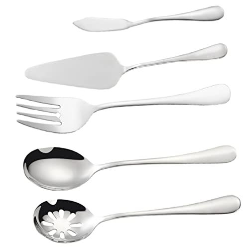 GRADENEVE Juego De 5 Piezas Juego De Cubiertos Utensilio Reutilizable Vajilla Accesorios Para Planchas Cuatro Salida Organizador De Cubiertos Multi Cucharas Cubiertos Silver Acero Inoxidable