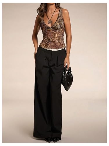 Milumia Women's Leopard Print See Through Crop Tank Top V Neck Sleeveless Going Out Tops3