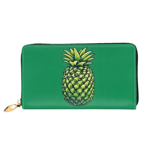 (a pineapple) Faux Leather Wallet Long Clutch Zipper Purse Card Holder Travel Coins Cash Organizer Phone Pocket 7.48 x 4.13 x 0.9 inches