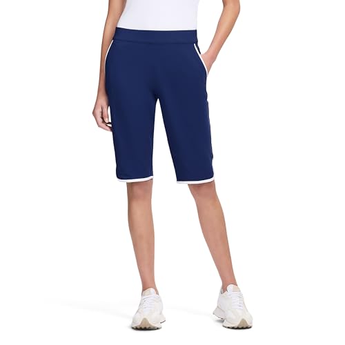IZOD Women's Golf Shorts Performance Stretch, Medieval Blue White Piping, X-Large