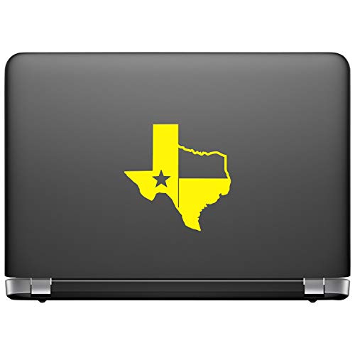 Image of TX Flag Shaped Like Texas [Pick Color] Vinyl Transfer Sticker for Laptop /Car /Truck /Window /Bumper (3 inch x 3 inch, Yellow)