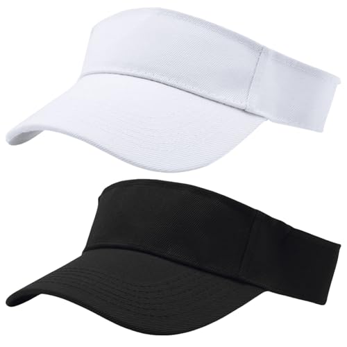 GWAWG 2 Stück Visor Cap, Sonne Hut Golf Tenniskappe Baseballmütze für Damen Herren, Schweißabsorbierende Sommerkappe mit UV-Schutz, Verstellbar für Golf, Tennis, Baseball und Outdoor