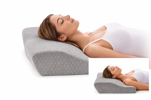 ILOTENGO IBERIA S.L. Almohada Ergonómica Personalizada de Espuma Viscoelástica, Contorno Ortopédico Cervical, Ideal para un Sueño Reparador y Posición Correcta del Cuello Color Gris (Gris)