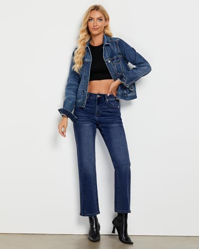 GRAPENT Straight Leg Jeans for Women High Waisted Trendy Ankle Length Forward Seams Stretchy Denim Pants Baggy Jeans4