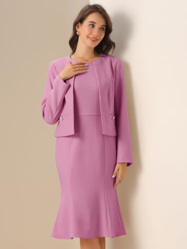Image of Allegra K Women's Suit Dress Set Cropped Blazer Sleeveless Mermaid Dress