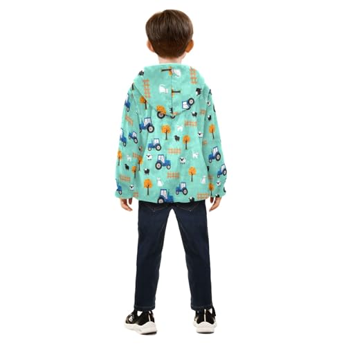 CHIFIGNO Blue Tractors Toddler Boys Winter Coat, Toddler Boys Zip up Hoodie Thick for Fall Winter Spring 3T4