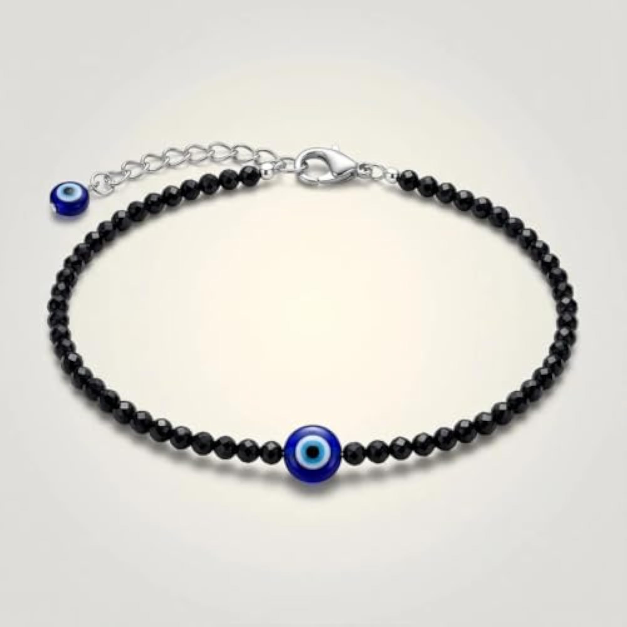 Nazar Suraksha Black Tourmaline Anklet, Evil Eye Charm