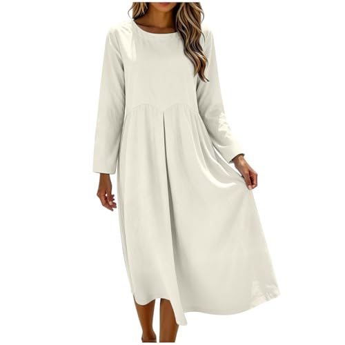 Robe d'été chic et élégante en lin uni couleur naturelle
