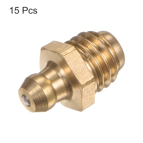 Image of HARFINGTON 15pcs Brass Straight Grease Fitting M10x1.5mm Metric Thread Hydraulic Grease Nipple Accessories for Car