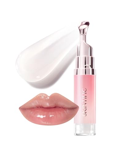 SKINTIFIC Hydrating Brightening Lip Serum, Smooth Tinted Lip Stain, Plumping Lip Gloss with Polypeptide Squalane, Moisturizing Balms, Brighten Dark Lips, Korean Beauty Makeup (00 Clear)