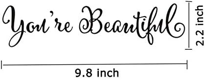 Inspirational Wall Mirror Decals Stickers You're Beautiful Positive Bathroom Wall Sayings Motivational Wall Quotes Peel and Stick Words Decor Gifts for Home, Office 9.8x2.2 inch