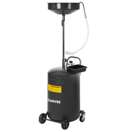 Garvee 20 Gallon Waste Oil Drain Tank Portable Oil Drain Container Air Operated Drainer Fluid Fuel Transfer Drainage Adjustable Funnel Height with Wheel &15 Premium Bowl and a Toolbox