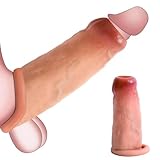 LZYLWC Flüssigsilikon Realistische Penismanschetten Realistic Penis Sleeve Penis Extender für Penisvergrößerung und Zeit Verlängern Sexspielzeug für Männer Extrem Sex Toyset Herren