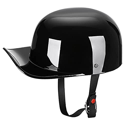 YesmotorBaseball Style Cap Motorcycle Helmet Unisex-Adult - DOT Approved (Light Black,XXL)