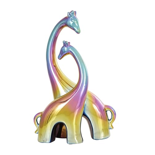 Escultura Decorativa de Cerámica Jirafa Multicolor 15 in