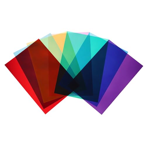 Colorful Window Film, 7 Colors Transparent Window Film Self Adhesive Glass Films for DIY Christmas Party Home Decoration 11.8Inch x7.8Inch