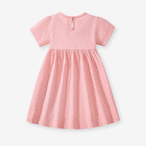 Image of HILEELANG Toddler Girl Short Sleeve Easter Dress Cotton Casual Jersey Shirt Playwear Applique Dress