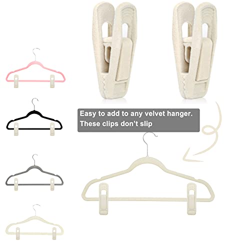 Tofiigrem Velvet Hanger Clips For Velvet Hangers - 20 Pcs Beige Non-Slip Velvet Clip For Pants Suit Skirt Hanger, Strong Velvet Clips Fit For Ivory Velvet Hangers #TOP1