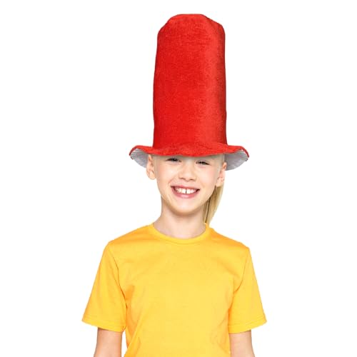 Luvfamday Red Top Hat Stove Pipe Hat Tall Hat Cosplay Costume Hat Novelty Party Favors Women Men - Thumbnail 5
