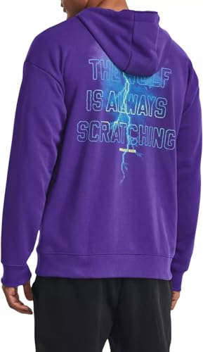 Under Armour Project Rock Heavyweight Terry Men's Hoodie Pullover (US, Alpha, Medium, Regular, Regular, Pluto/Black)3