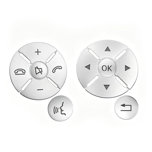 Image of Moonlinks Steering Wheel Button Stickers for Mercedes C-Class W204 E-Class | For W212 S-Class W221,GLK-Class X204 Steering Wheel Button Trim Cover Cap Sticker Inner Decoration (12PCS,Round)