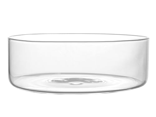 H&H Nuvola Ciotola/Insalatiera in Vetro Borosilicato 24 cm – Trasparente, H 7 cm – Resistente agli Sbalzi Termici – Adatta a Lavastoviglie e Microonde – Design Minimal