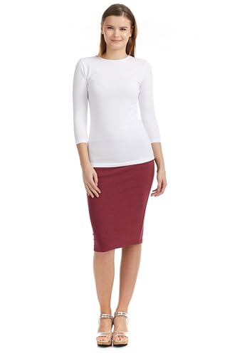 ESTEEZ Womens 3/4 Sleeve Cotton Snug Fit High Neck Base Layering T-Shirt2