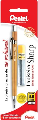 Lapiseira Pentel Sharp P200 0.9Mm Amarela + Grafites, Pentel, Sm/P209-Gm, Amarelo