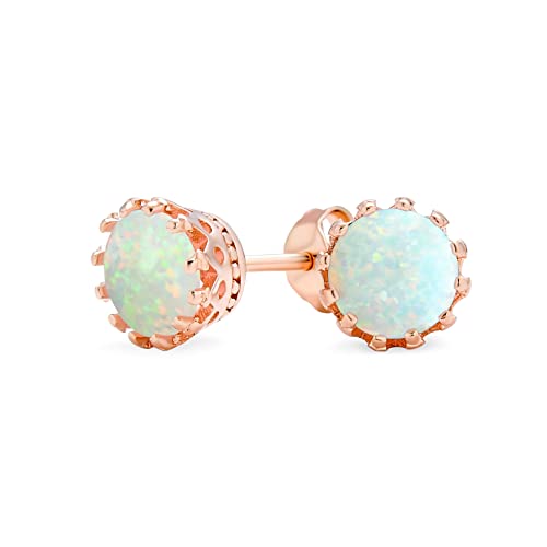 Boucles d'oreilles solitaires en or 14K plaqué argent pour femme éclat irisé 6mm