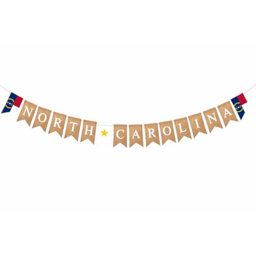 Mandala Crafts Burlap North Carolina Banner Garland Tar Heel State Sign
