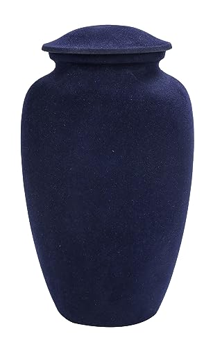 Image of Alpha Living Home Cremation Urn for Ashes - Adult Funeral Urn Handcrafted - Affordable Urn for Ashes - Large Funeral Memorial with Elegant Finish for Cemetery Burial - 10'' Height Blue /Black