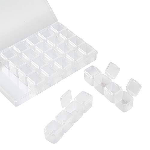 Image of FASHEWELRY 8.3x7.2 Inch 56 Grids Clear Plastic Jewelry Box Storage Containers with Removable Dividers
