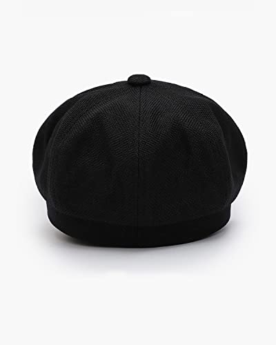 Brim Beret Cap For Women, Plain Beret Cap With Bee Badge, Stretch Beret Cap For All Seasons, Painters Hat With Flaps (Black) #TOP3
