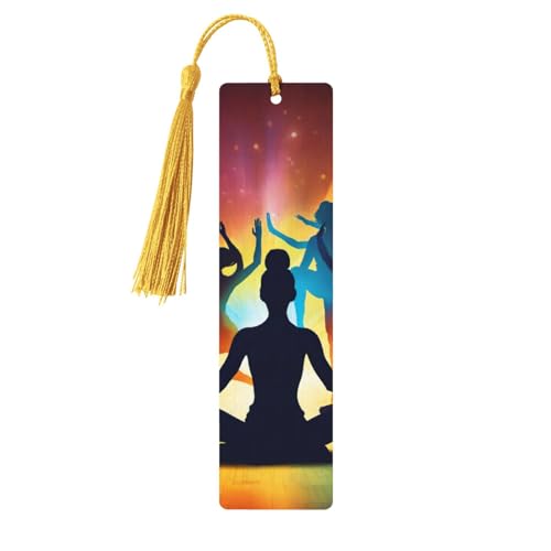 体操ゲームプリント 読書ページマーカー しおり タッセル付き木製しおり5個 本好きへのギフトに