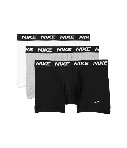 Image of Nike Men's All Day Cotton Stretch Trunk W/Fly Underwear (3-Pack), White/Heather Grey/Black