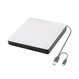 Lecteur DVD Externe 2 en 1 USB 3.0 Portable, Lecteur CD/DVD, graveur for Ordinateur, Linux, Windows 10/8/7 et macOS
