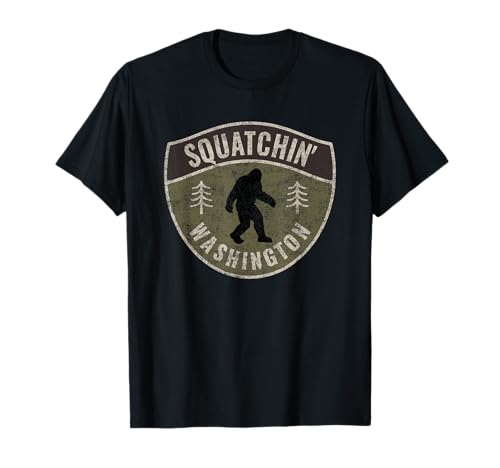 Vintage Sasquatch Squatching 'Washington Big Foot Caza Camiseta