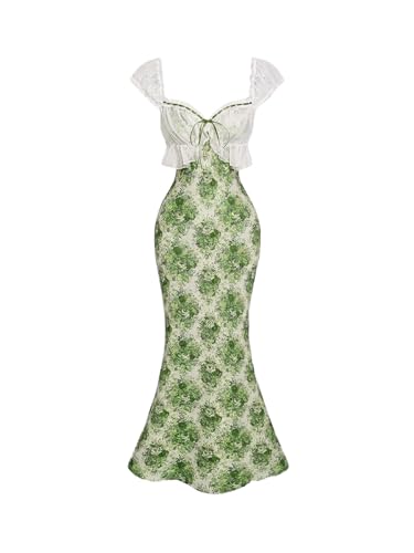 Image of GORGLITTER Women's Sweetheart Neckline Wedding Guest Tea Party Maxi Dress | Boho Vintage Dress, Bridal Shower Dresses for Guest, Floral Dress, Cocktail Birthday Dress,