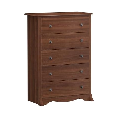Prepac Sonoma Traditional 5-Drawer Tall Dresser for Bedroom, Functional Bedroom Dresser Chest of Drawers 17.75" D x 31.5" W x 44.75" H, Cherry Cover
