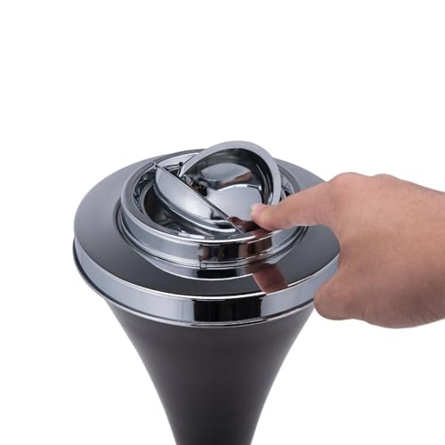 Cubo de basura exterior con cenicero de pie de 24 pulgadas impermeable negro 5