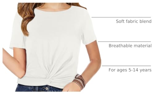 Image of Haloumoning Girls Short Sleeve T Shirts Kids Summer Twist Front Crop Tops Fashion Tees 5-14 Years
