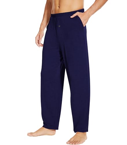 WiWi Men's Soft Knit Pajama Pants Lightweight Sleep Lounge Bottoms with Pockets Open Fly Sleepwear Sweatpants S-XXL3