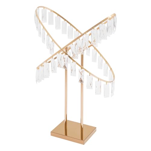 Soporte para flores de boda de cristal, en forma de X, con colgantes colgantes, decoración de 47 x 77 cm, de acrílico, para bodas, cumpleaños, fiestas, color dorado